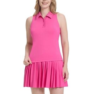 Hot Pink Sleeveless Polo Golf Shirt Built in Bra Size Small Performance Tank